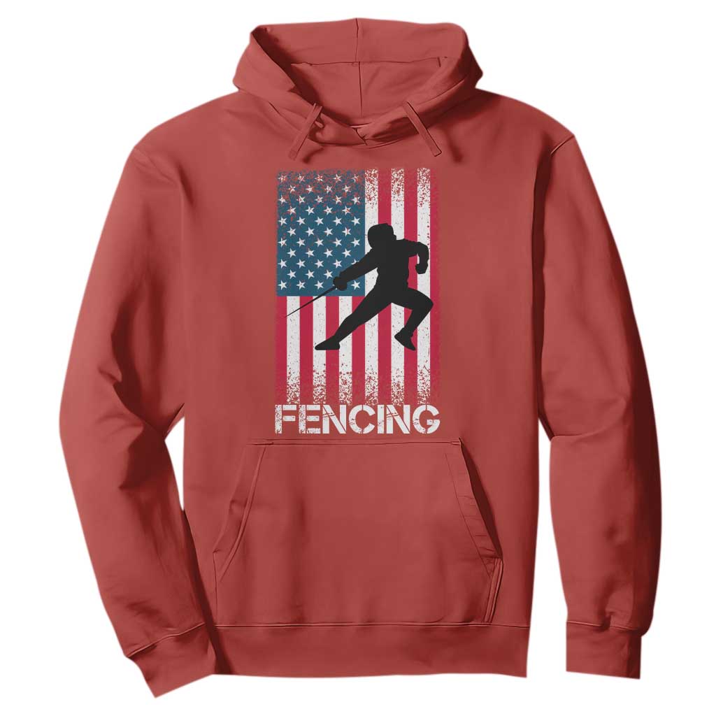 American Flag Fencing USA Patriotic Hoodie TS14 Red Print Your Wear