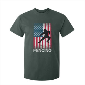 American Flag Fencing USA Patriotic T Shirt For Kid TS14 Dark Forest Green Print Your Wear