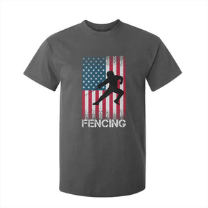 American Flag Fencing USA Patriotic T Shirt For Kid TS14 Dark Heather Print Your Wear