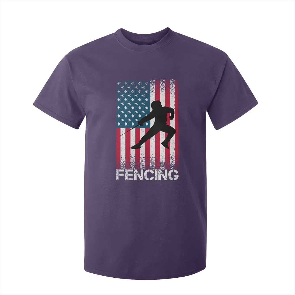 American Flag Fencing USA Patriotic T Shirt For Kid TS14 Purple Print Your Wear