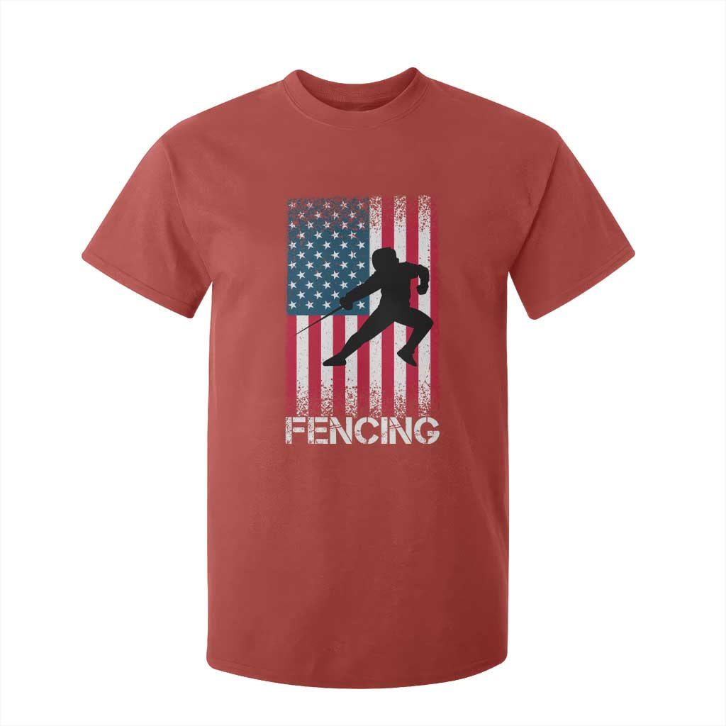American Flag Fencing USA Patriotic T Shirt For Kid TS14 Red Print Your Wear
