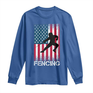 American Flag Fencing USA Patriotic Long Sleeve Shirt TS14 Royal Blue Print Your Wear