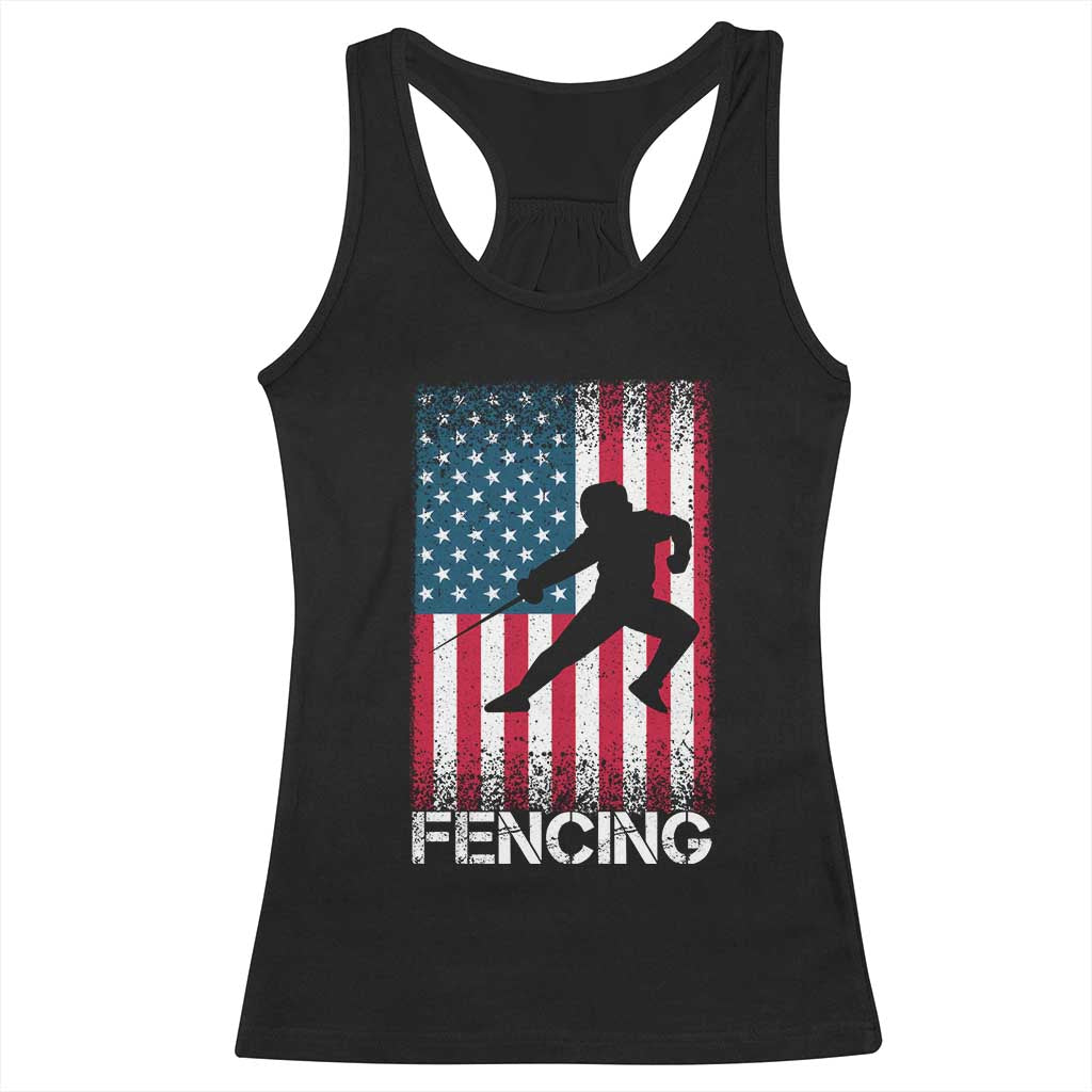American Flag Fencing USA Patriotic Racerback Tank Top TS14 Black Print Your Wear
