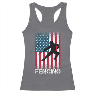 American Flag Fencing USA Patriotic Racerback Tank Top TS14 Charcoal Print Your Wear