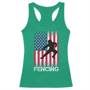 American Flag Fencing USA Patriotic Racerback Tank Top TS14 Irish Green Print Your Wear