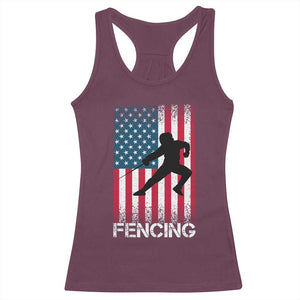 American Flag Fencing USA Patriotic Racerback Tank Top TS14 Maroon Print Your Wear