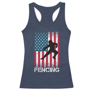 American Flag Fencing USA Patriotic Racerback Tank Top TS14 Navy Print Your Wear