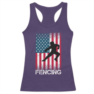 American Flag Fencing USA Patriotic Racerback Tank Top TS14 Purple Print Your Wear