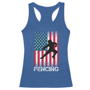 American Flag Fencing USA Patriotic Racerback Tank Top TS14 Royal Blue Print Your Wear