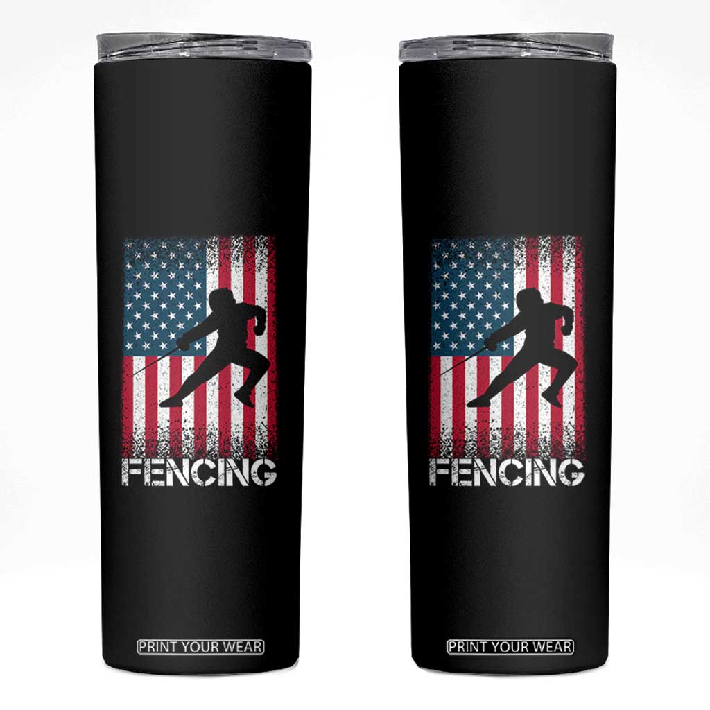 American Flag Fencing USA Patriotic Skinny Tumbler TS14 Black Print Your Wear