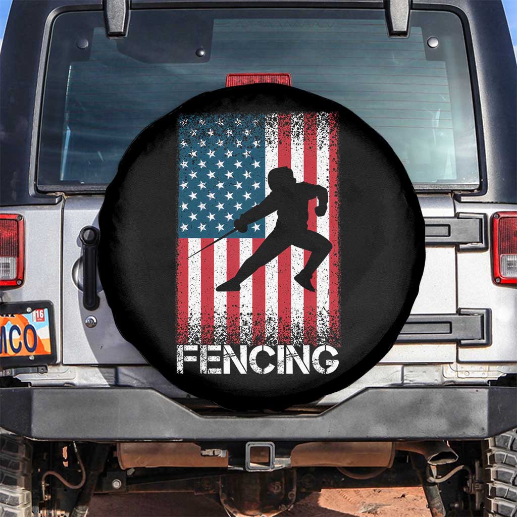 American Flag Fencing USA Patriotic Spare Tire Cover TS14 No hole Black Print Your Wear