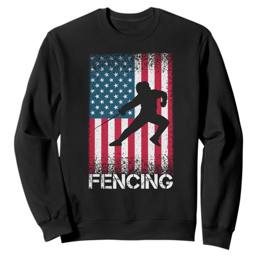 American Flag Fencing USA Patriotic Sweatshirt TS14 Black Print Your Wear