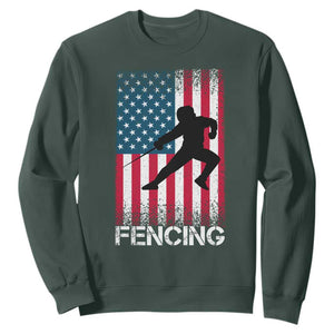 American Flag Fencing USA Patriotic Sweatshirt TS14 Dark Forest Green Print Your Wear