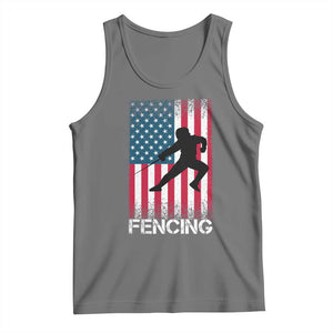 American Flag Fencing USA Patriotic Tank Top TS14 Black Heather Print Your Wear