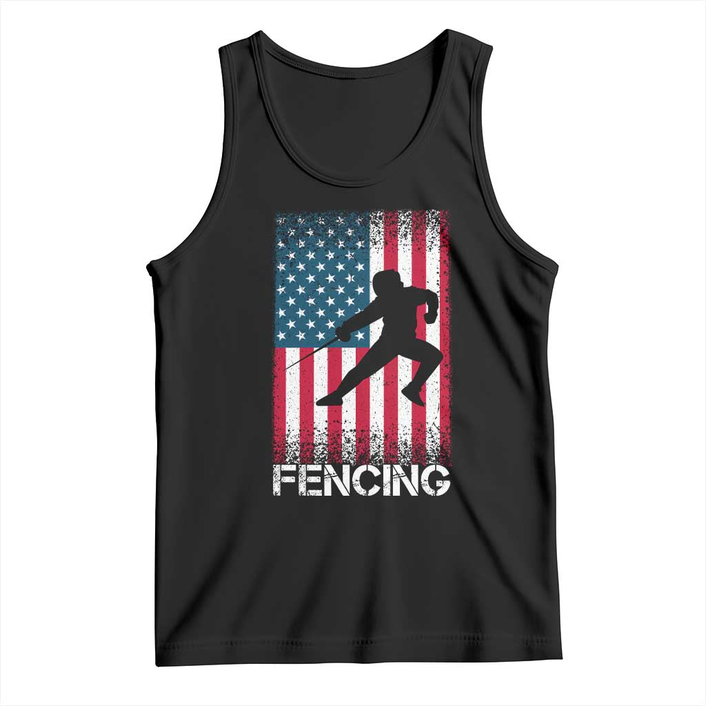 American Flag Fencing USA Patriotic Tank Top TS14 Black Print Your Wear