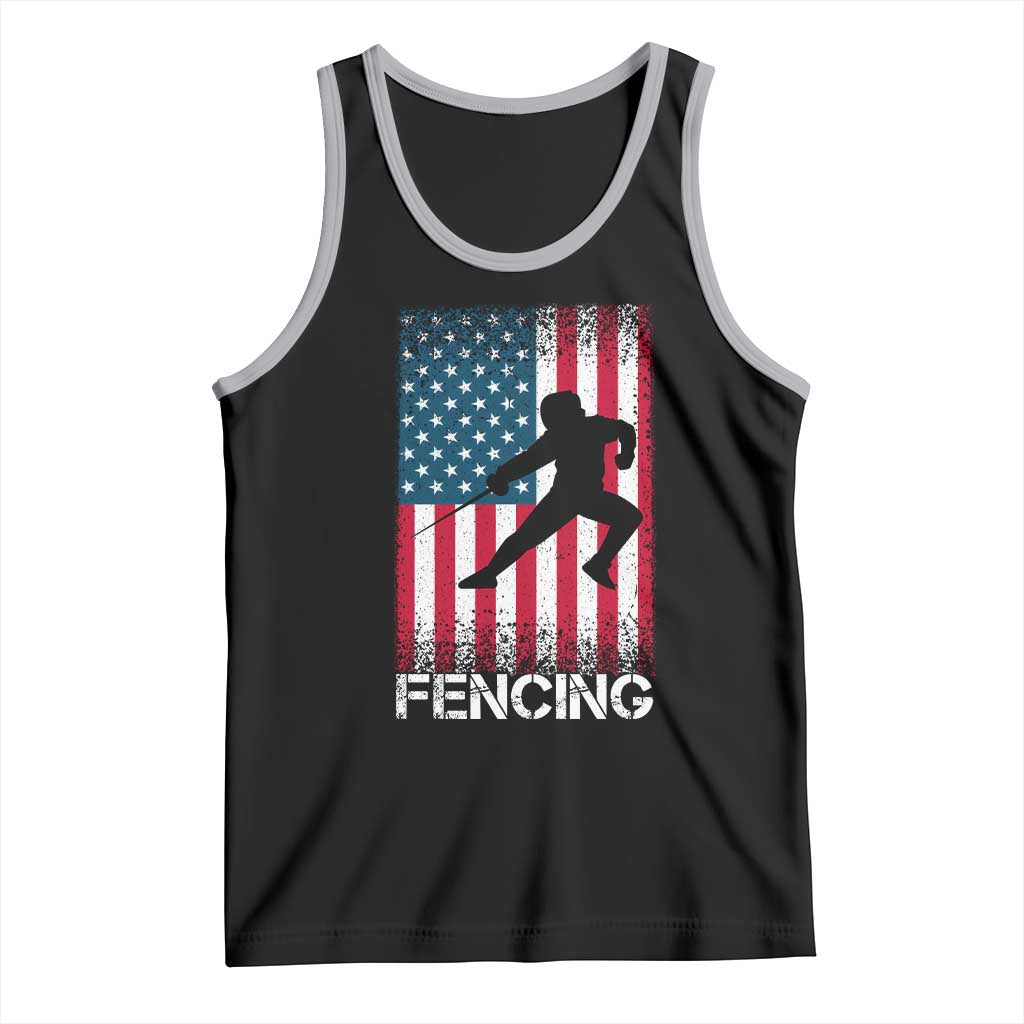 American Flag Fencing USA Patriotic Tank Top TS14 Black Athletic Heather Print Your Wear