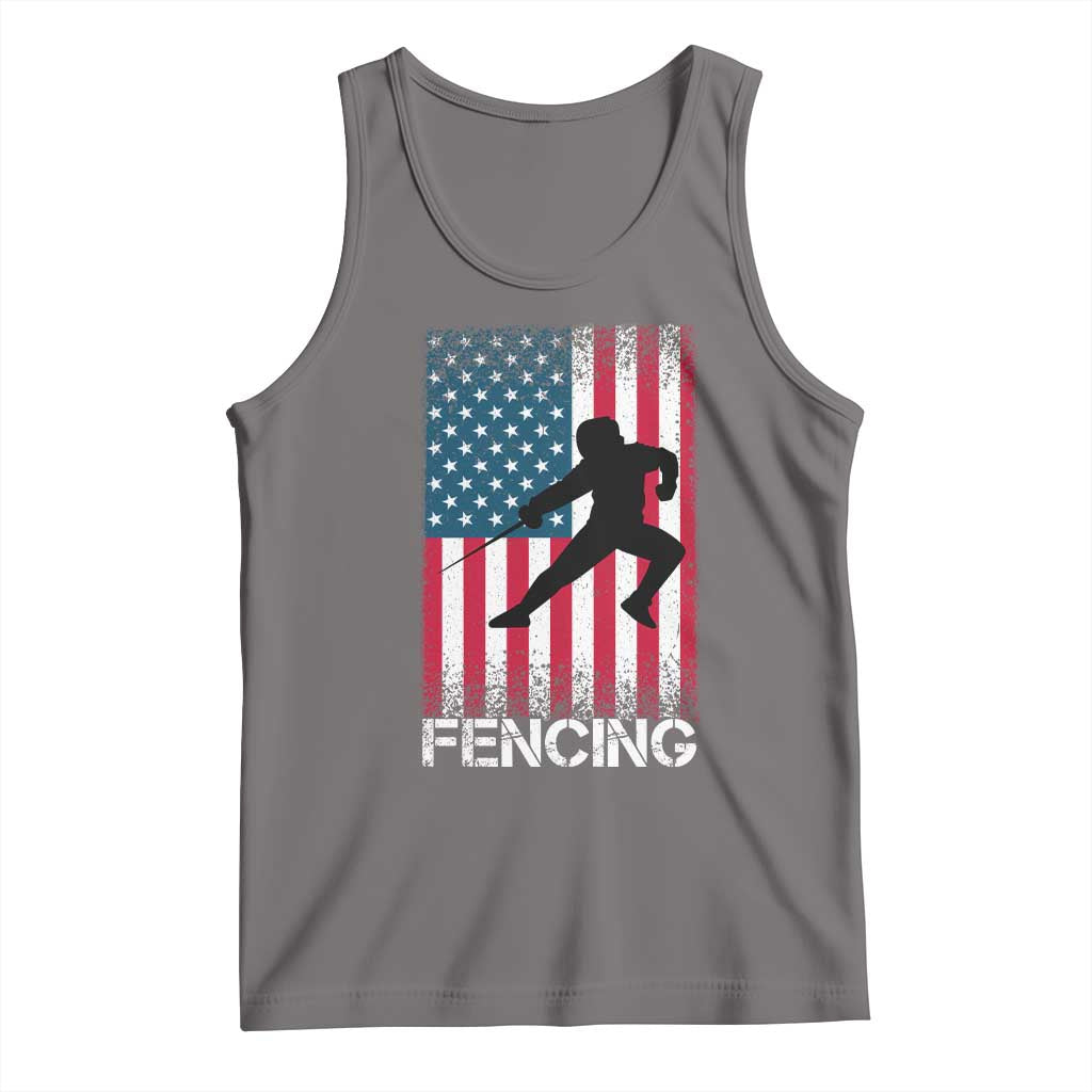 American Flag Fencing USA Patriotic Tank Top TS14 Deep Heather Print Your Wear