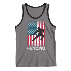 American Flag Fencing USA Patriotic Tank Top TS14 Deep Heather Black Print Your Wear