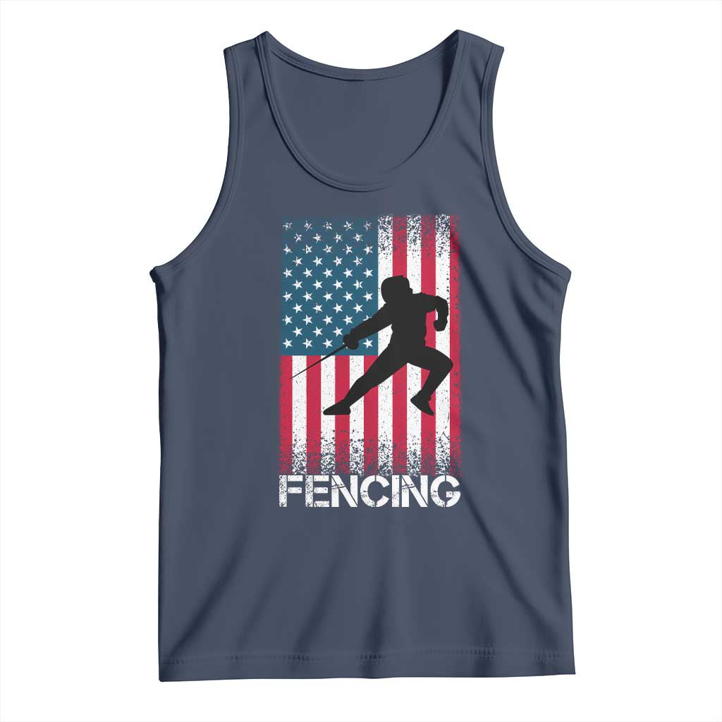 American Flag Fencing USA Patriotic Tank Top TS14 Navy Print Your Wear