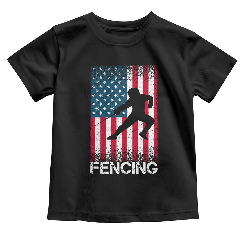 American Flag Fencing USA Patriotic Toddler T Shirt TS14 Black Print Your Wear