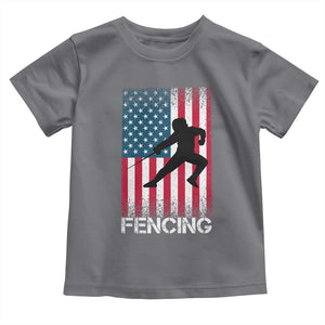 American Flag Fencing USA Patriotic Toddler T Shirt TS14 Charcoal Print Your Wear