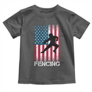 American Flag Fencing USA Patriotic Toddler T Shirt TS14 Dark Heather Print Your Wear