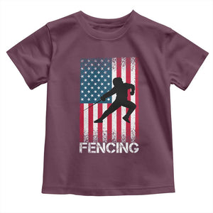 American Flag Fencing USA Patriotic Toddler T Shirt TS14 Maroon Print Your Wear