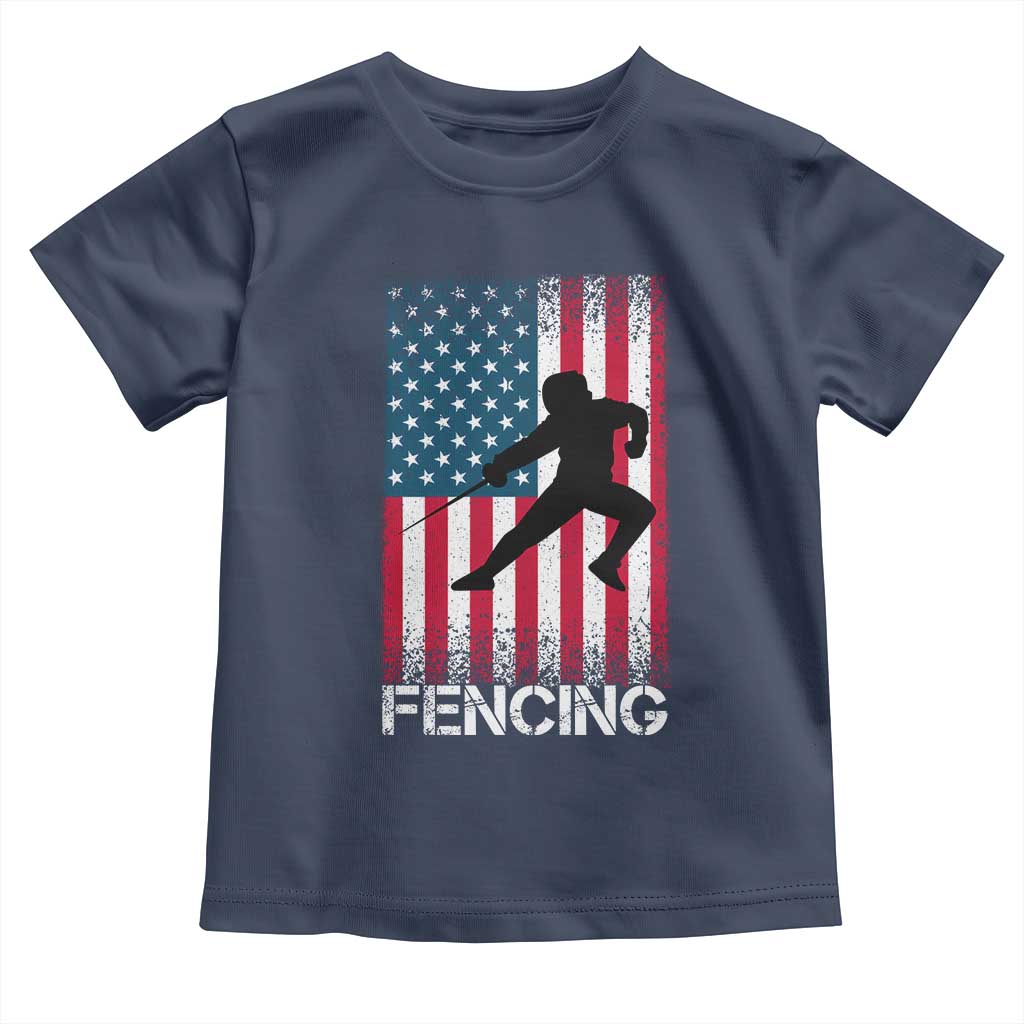 American Flag Fencing USA Patriotic Toddler T Shirt TS14 Navy Print Your Wear