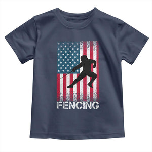 American Flag Fencing USA Patriotic Toddler T Shirt TS14 Navy Print Your Wear