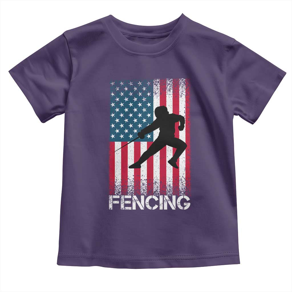 American Flag Fencing USA Patriotic Toddler T Shirt TS14 Purple Print Your Wear