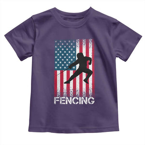 American Flag Fencing USA Patriotic Toddler T Shirt TS14 Purple Print Your Wear