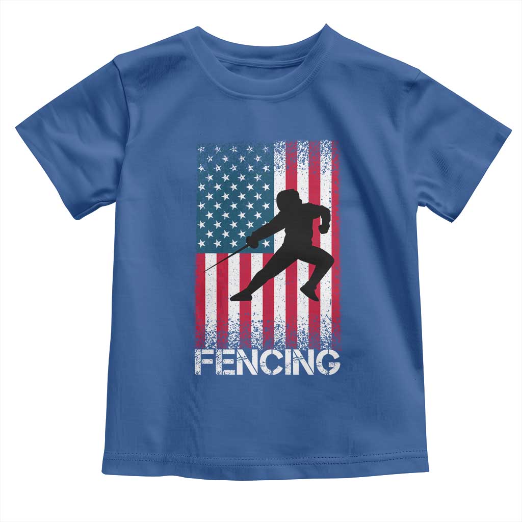 American Flag Fencing USA Patriotic Toddler T Shirt TS14 Royal Blue Print Your Wear