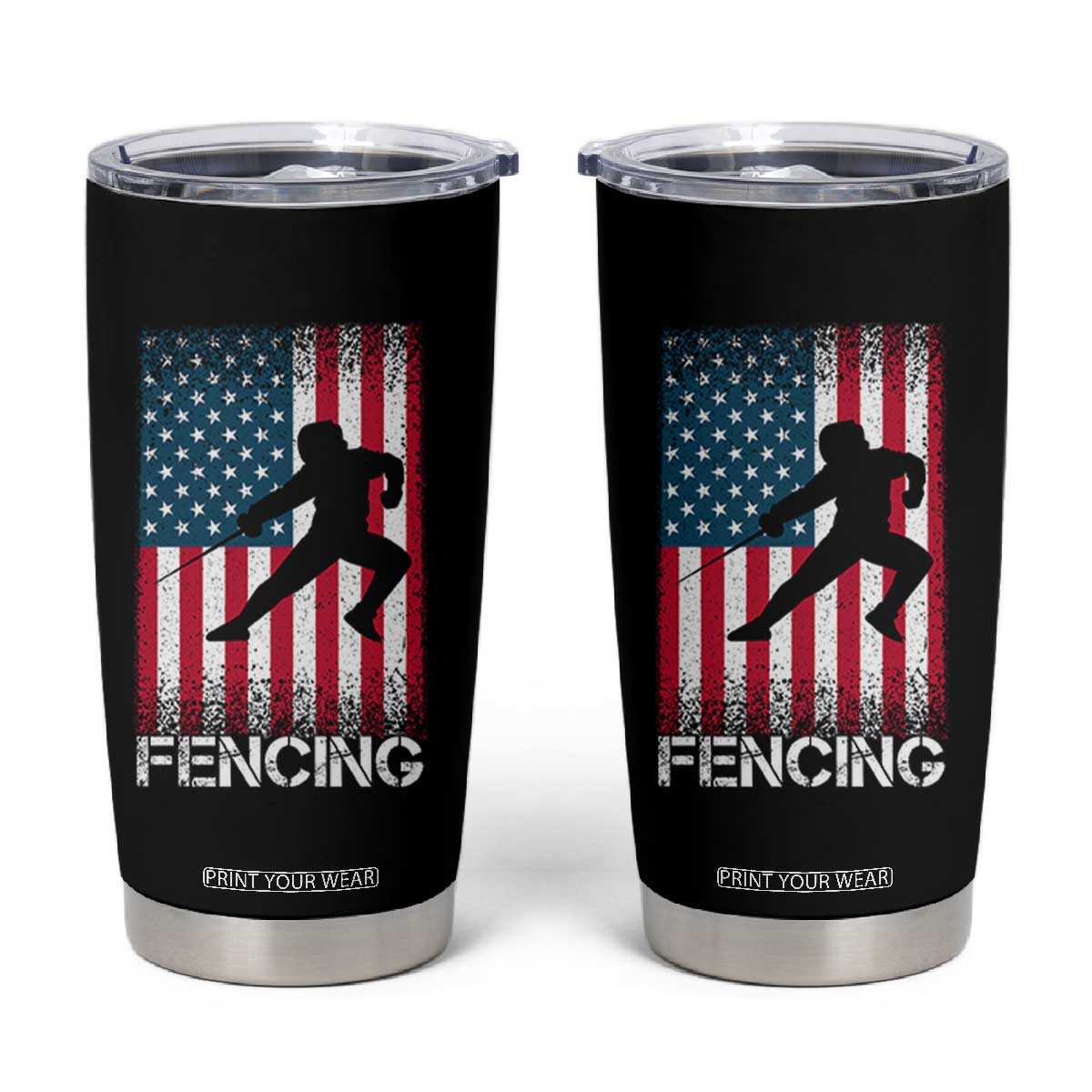 American Flag Fencing USA Patriotic Tumbler Cup TS14 Black Print Your Wear