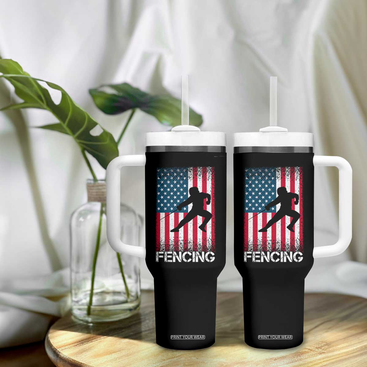 American Flag Fencing USA Patriotic Tumbler With Handle TS14 Print Your Wear