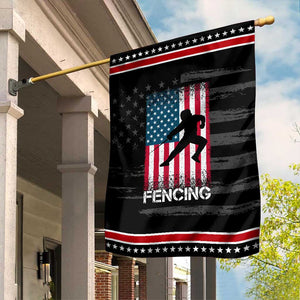 American Flag Fencing USA Patriotic Garden Flag TS14 Distressed Black Red Print Your Wear