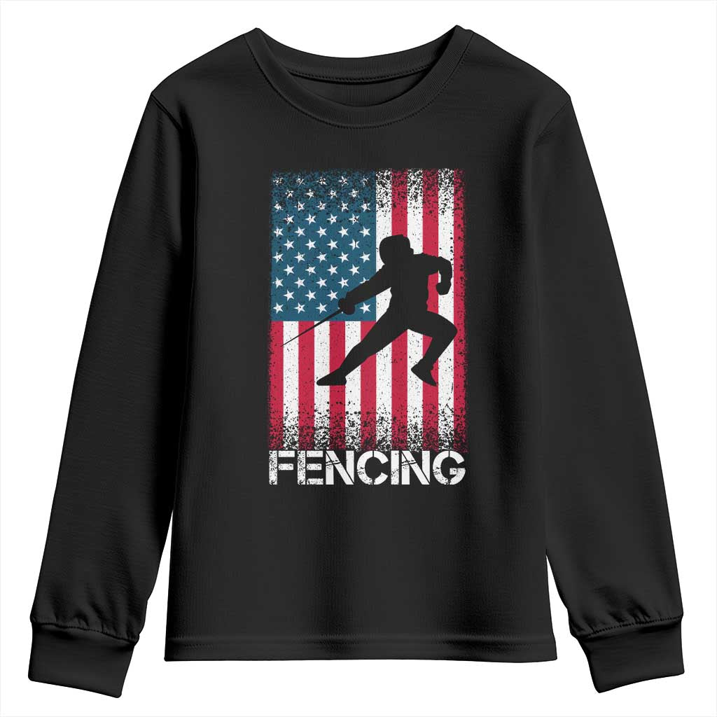American Flag Fencing USA Patriotic Youth Sweatshirt TS14 Black Print Your Wear