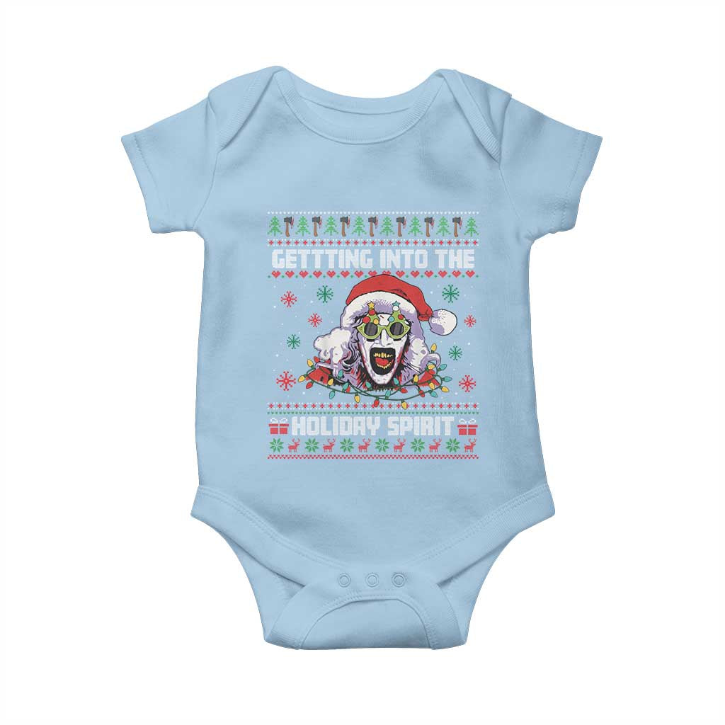 Terrifier Santa Christmas Baby Onesie Getting Into The Holiday Spirit Horror Movie TS14 Light Blue Print Your Wear