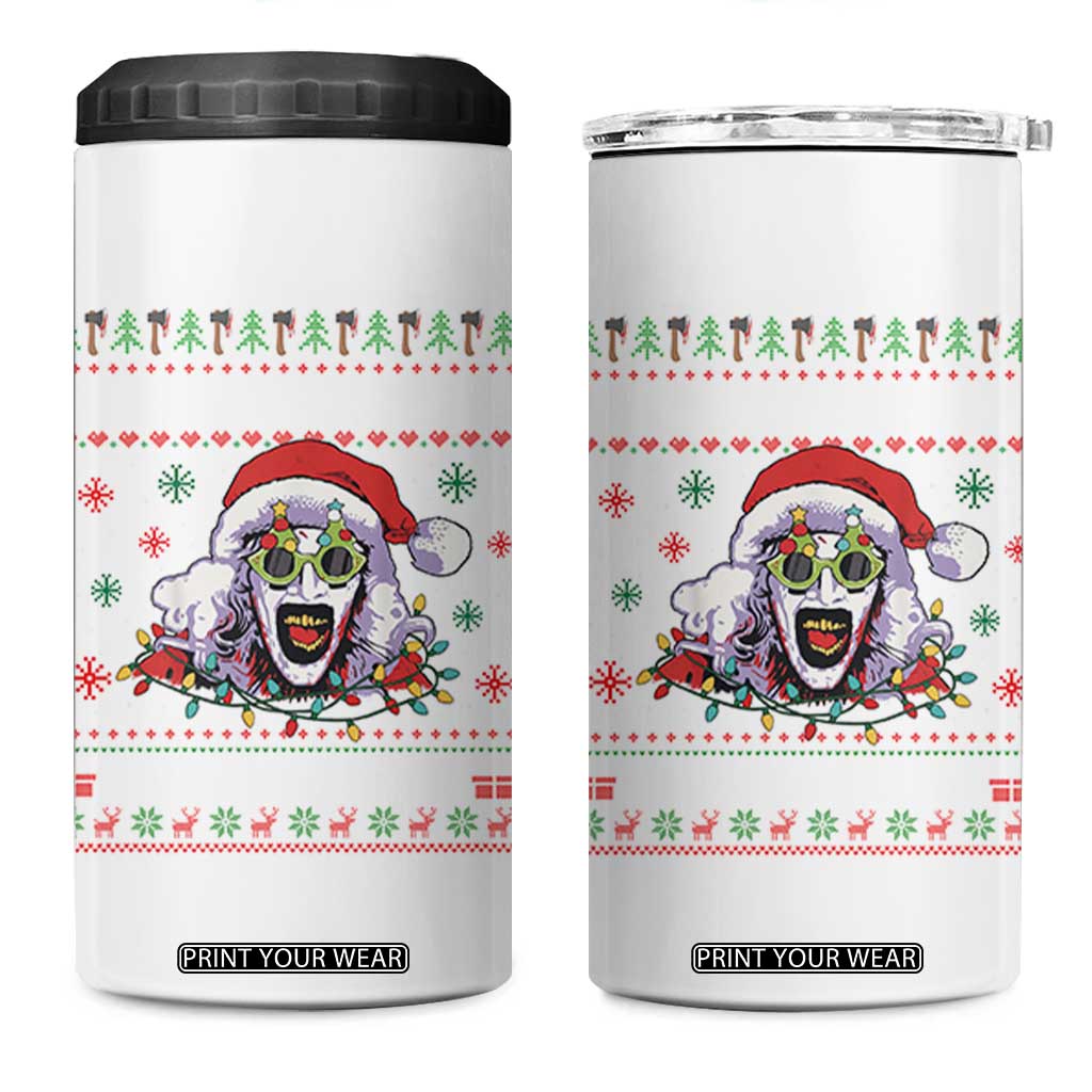 Terrifier Santa Christmas 4 in 1 Can Cooler Tumbler Getting Into The Holiday Spirit Horror Movie TS14 One Size: 16 oz White Print Your Wear