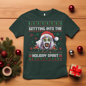 Terrifier Santa Christmas T Shirt Getting Into The Holiday Spirit Horror Movie TS14 Dark Forest Green Print Your Wear
