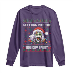 Terrifier Santa Christmas Long Sleeve Shirt Getting Into The Holiday Spirit Horror Movie TS14 Purple Print Your Wear