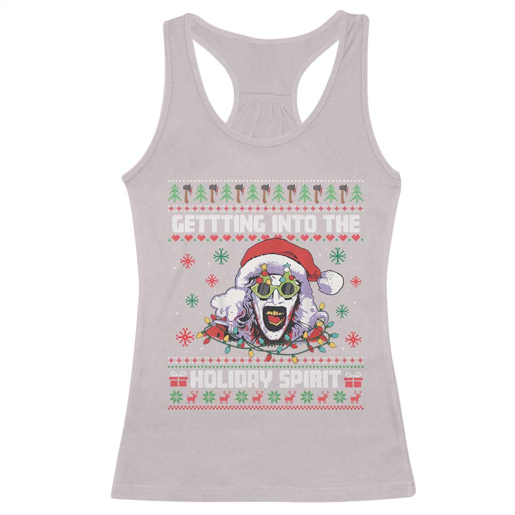 Terrifier Santa Christmas Racerback Tank Top Getting Into The Holiday Spirit Horror Movie - Print Your Wear