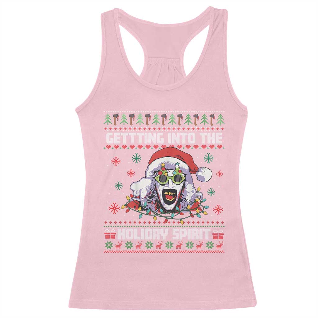 Terrifier Santa Christmas Racerback Tank Top Getting Into The Holiday Spirit Horror Movie - Print Your Wear