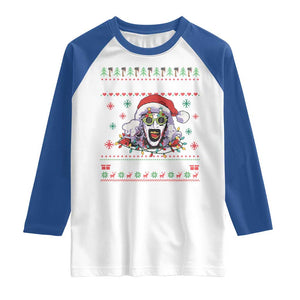 Terrifier Santa Christmas Raglan Shirt Getting Into The Holiday Spirit Horror Movie TS14 White Royal Print Your Wear