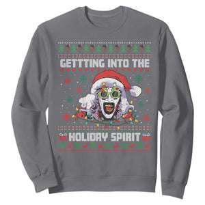 Terrifier Santa Christmas Sweatshirt Getting Into The Holiday Spirit Horror Movie TS14 Charcoal Print Your Wear