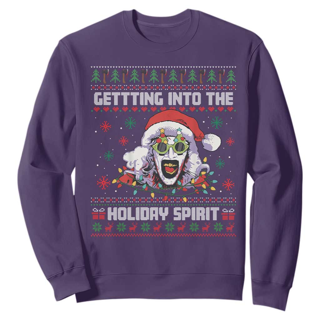 Terrifier Santa Christmas Sweatshirt Getting Into The Holiday Spirit Horror Movie TS14 Purple Print Your Wear