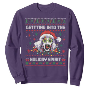 Terrifier Santa Christmas Sweatshirt Getting Into The Holiday Spirit Horror Movie TS14 Purple Print Your Wear
