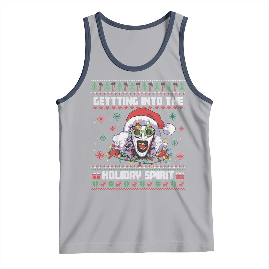 Terrifier Santa Christmas Tank Top Getting Into The Holiday Spirit Horror Movie TS14 Athletic Heather Navy Print Your Wear
