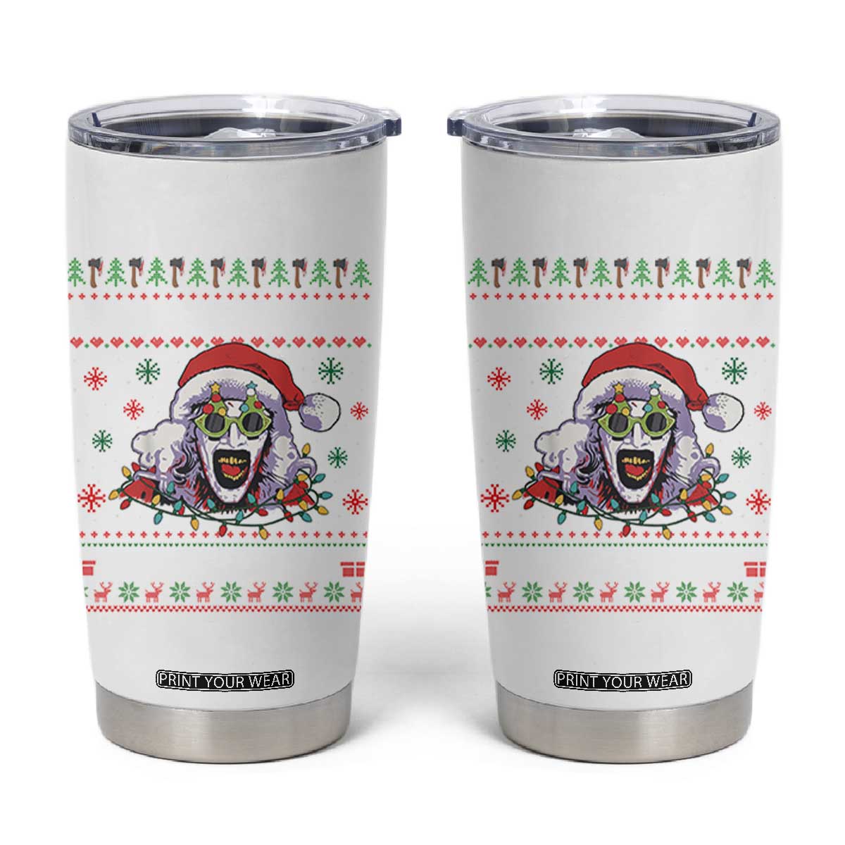 Terrifier Santa Christmas Tumbler Cup Getting Into The Holiday Spirit Horror Movie TS14 White Print Your Wear