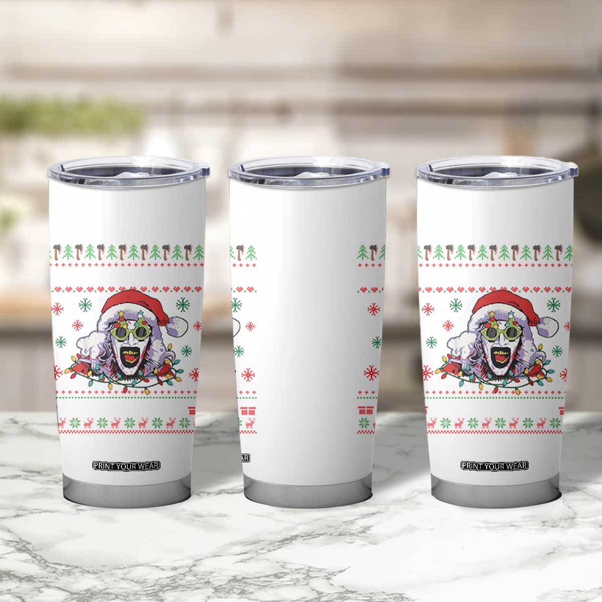 Terrifier Santa Christmas Tumbler Cup Getting Into The Holiday Spirit Horror Movie TS14 Print Your Wear