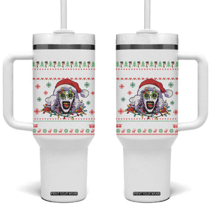 Terrifier Santa Christmas Tumbler With Handle Getting Into The Holiday Spirit Horror Movie TS14 One Size: 40 oz White Print Your Wear
